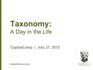 Taxonomy:
A Day in the Life

CapitalCamp | July 27, 2012



#capitaltaxonomy
 