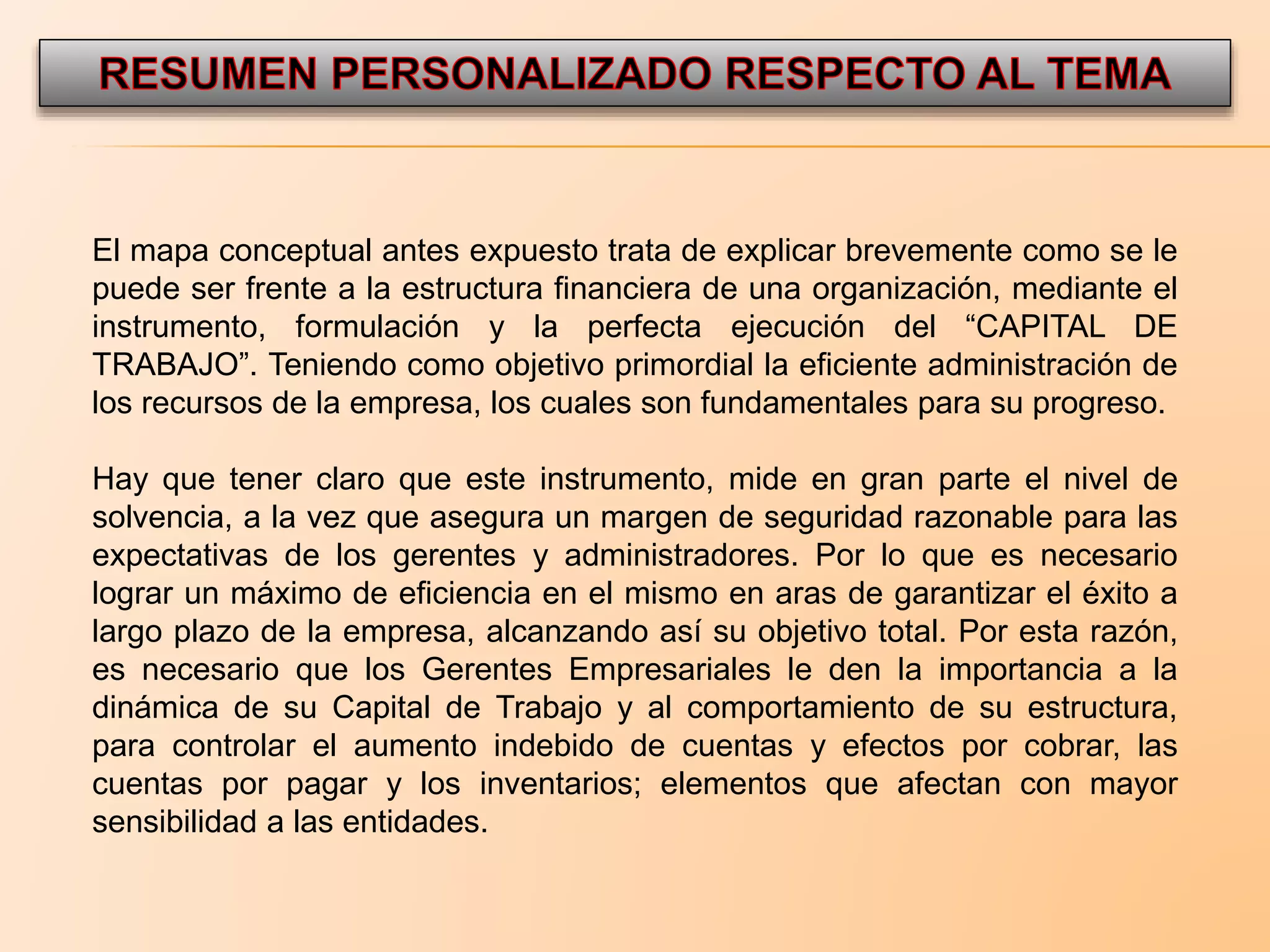 Capital de Trabajo Mapa Conceptual | PPTX