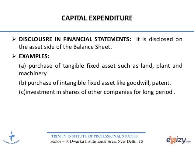 financial statement classification of capital and revenue expenditur capital expenditure in balance sheet