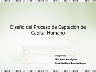 Diseño del Proceso de Captación de
Capital Humano
Integrantes:
Lilia Cova Rodríguez
Omyl-Nathaly Rondón Reyes
 