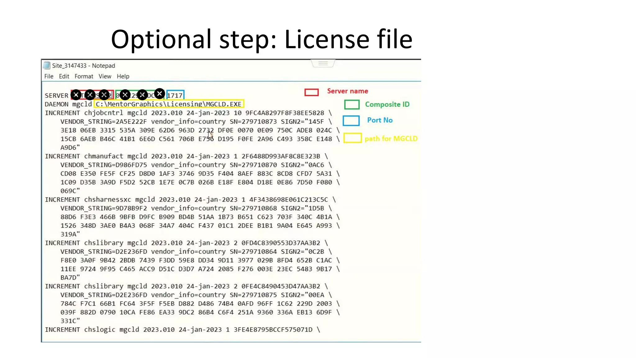 Optional step: License file
 