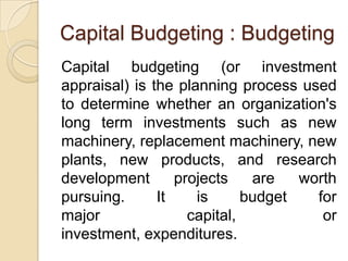 Capital Investment And Budgeting | PPTX