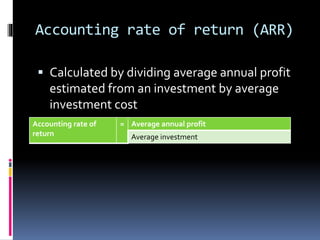 Tools for Capital investment appraisal | PPTX