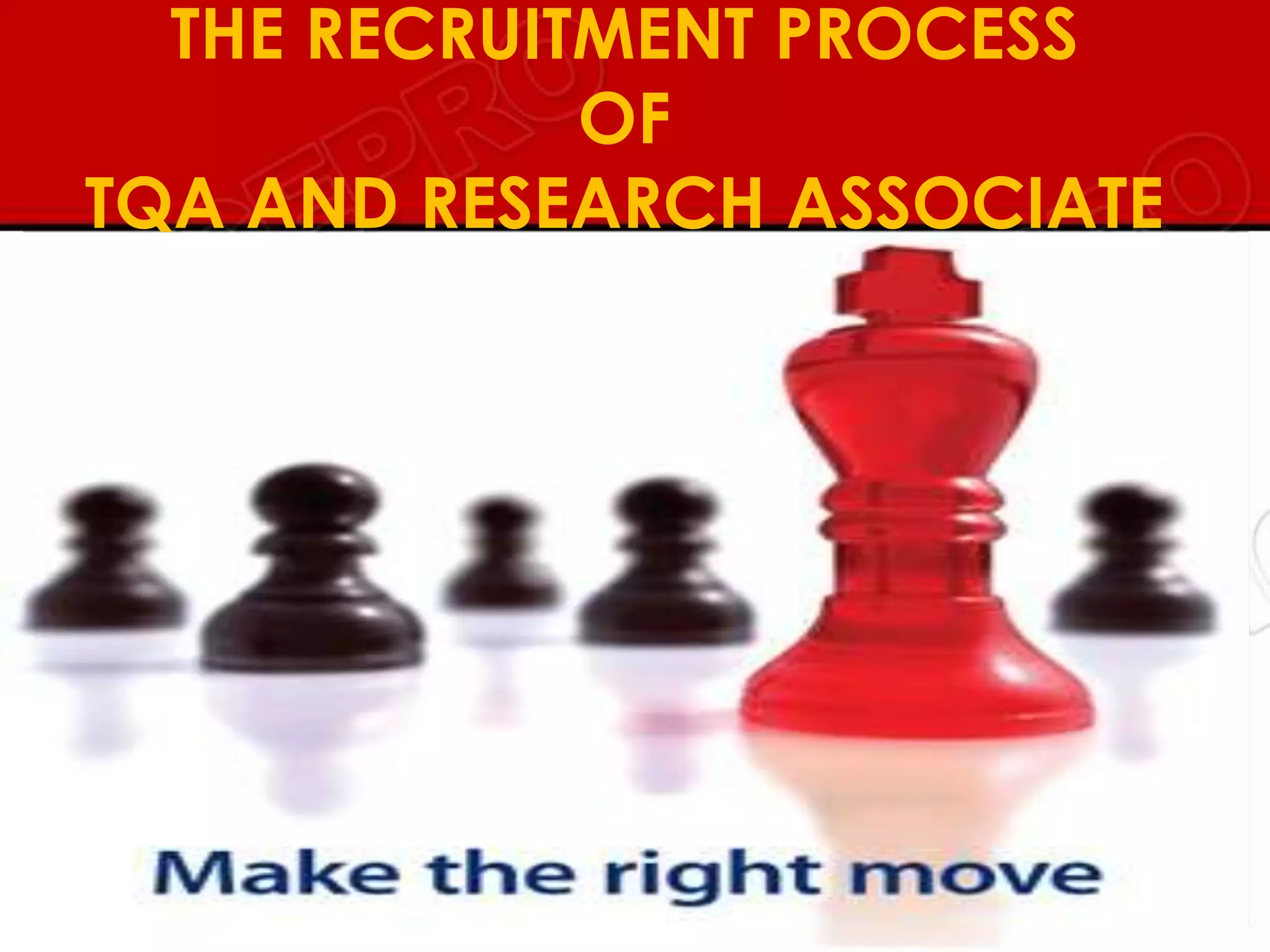 THE RECRUITMENT PROCESS
             OF
TQA AND RESEARCH ASSOCIATE
 