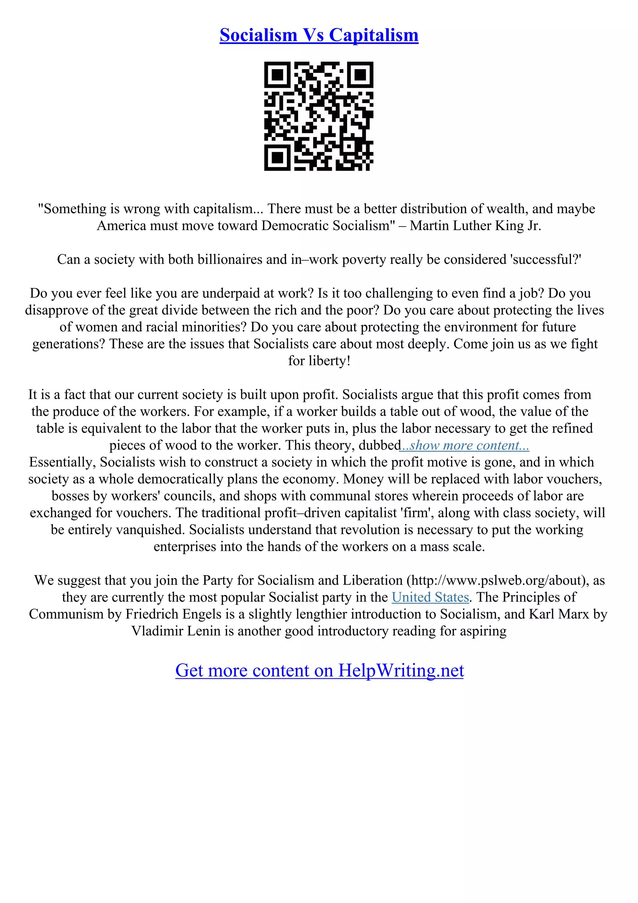 Capitalism Vs Socialism Essay Pdf