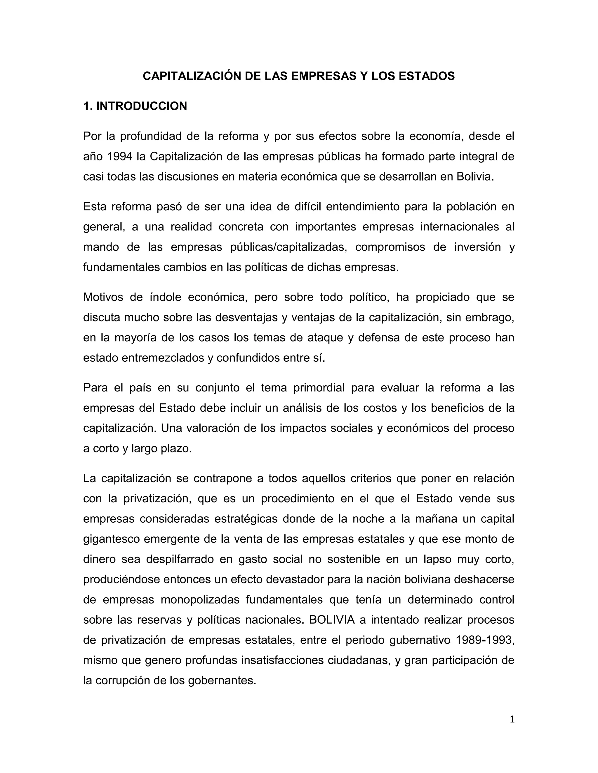 Capitalización de las empresas y los estados | DOCX
