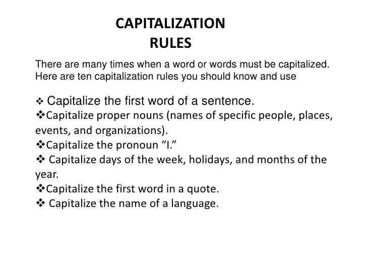 Capitalization 3rd. grade