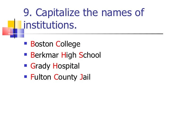 Capitalization rules