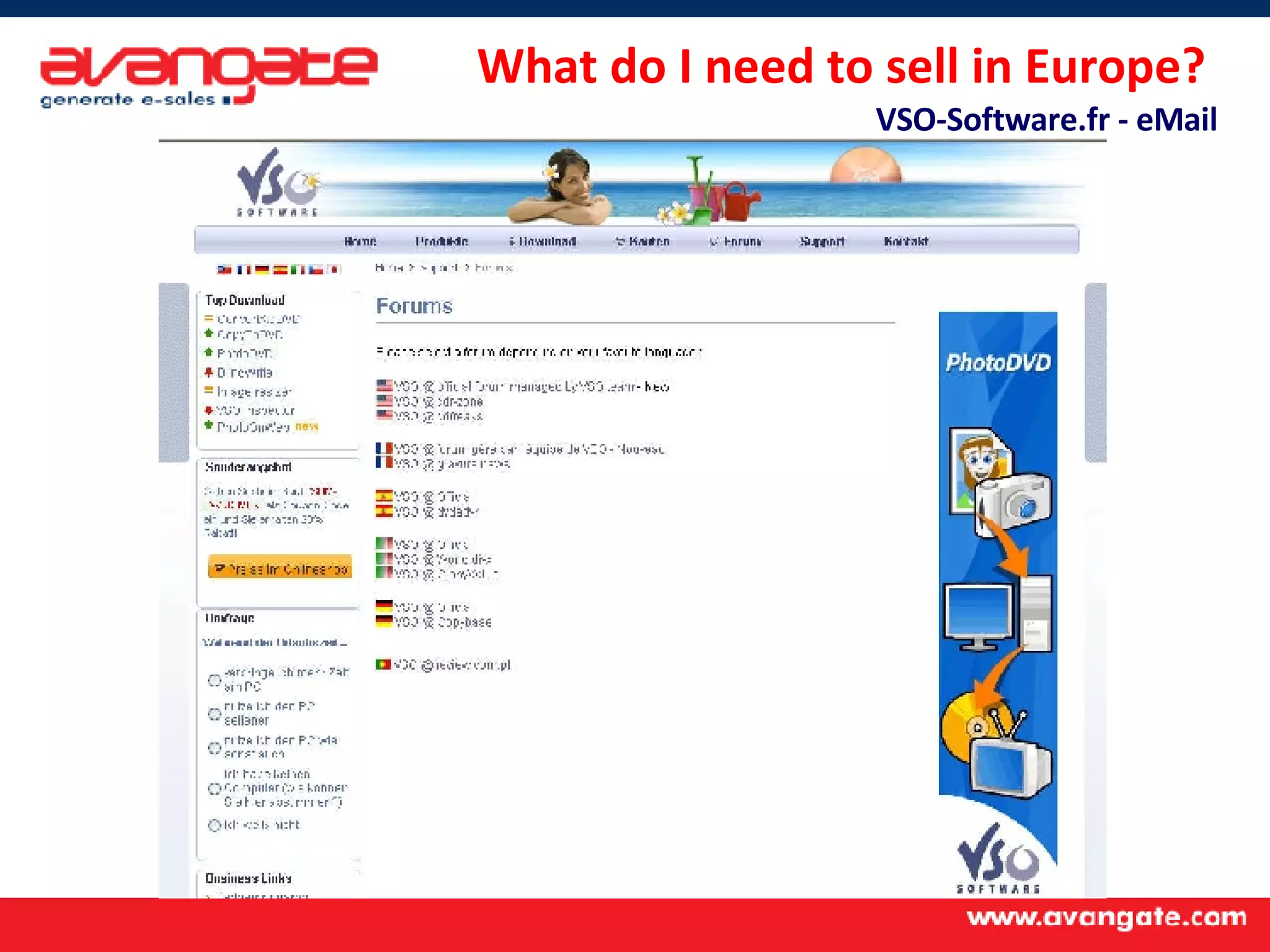 What do I need to sell in Europe?  VSO-Software.fr - eMail 