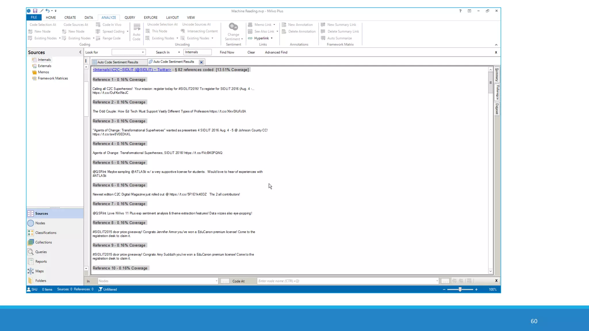 60
dendrogram showing user names clustered by word similarity
(suggestive of intercommunications and topical interests)
 