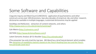 Under the Hood… (cont.)
Often a sequence of algorithmic procedures (and often black box except for the few software
makers who are highly focused on documenting accurately)
17
 