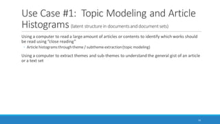 Four “Use Cases” from
Higher Education
• APPLICATION OF MACHINE READING FOR:
• Learning
• Awareness
• Research
33
 