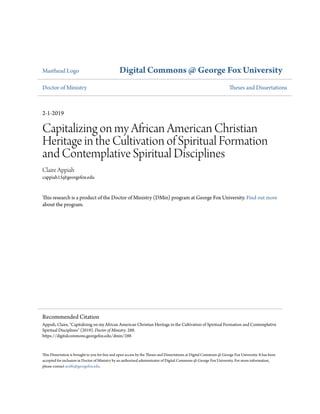 Masthead Logo Digital Commons @ George Fox University
Doctor of Ministry Theses and Dissertations
2-1-2019
Capitalizing on...
