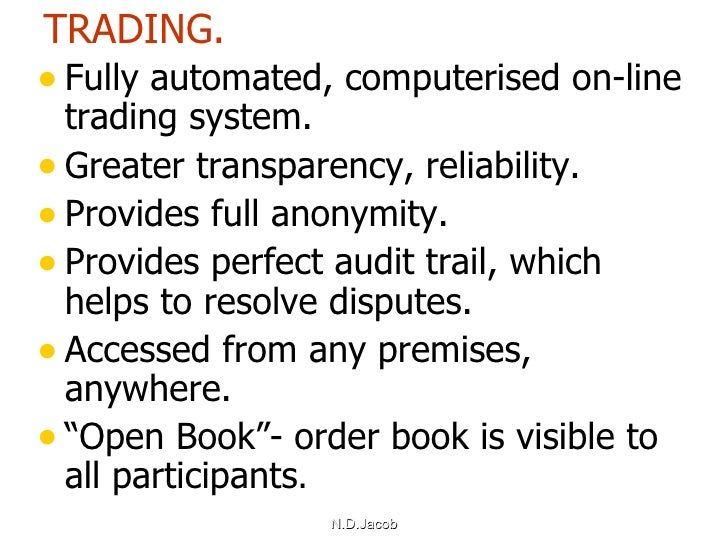 Trading and settlement system of otcei
