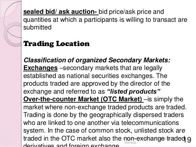 Trading system in secondary market
