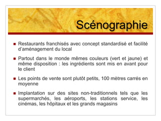 ScénographieModernité et innovation : des restaurants reflets de leur époque. Nouveaux concepts, nouvelles architectures : le Cube, le Giant Bar.Intégration de paramètres d’écoconstruction.