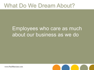 What Do We Dream About? Employees who care as much about our business as we do 