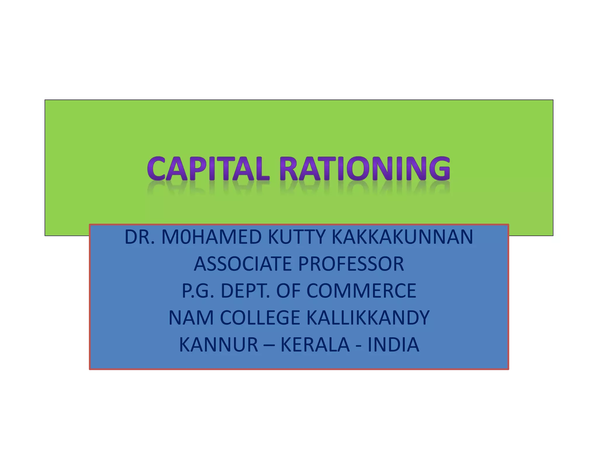 Capital rationing | PPTX