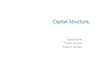Capital Structure,
Capitalization
Capital structure
Financial structure
 