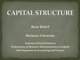 Berat BAŞAT

           Marmara University

          Institute of Social Sciences
Department of Business Administration in English
   Sub-Departent of Accounting and Finance

                                                   1
 
