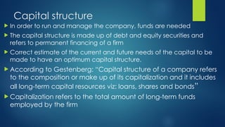 Capital Structure in Entreprenureship and finanace management | PPTX