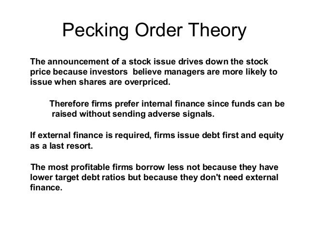 Essay pecking order theory
