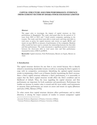 Capital structure and firm performance evidence from cement sector of ...