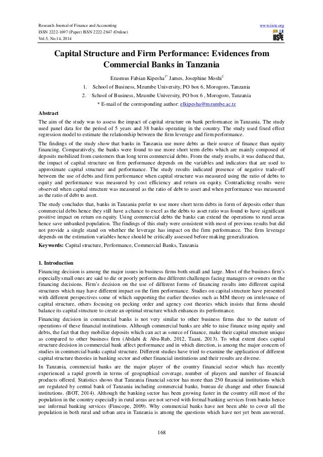 capital structure and firm performance case The influence of capital structure on firms' performance: a case of selected firms short, the issue regarding the capital structure and firm performance are important for both academics and practitioners. capital structure and firm performance case The influence of capital structure on firms' performance: a case of selected firms short, the issue regarding the capital structure and firm performance are important for both academics and practitioners.