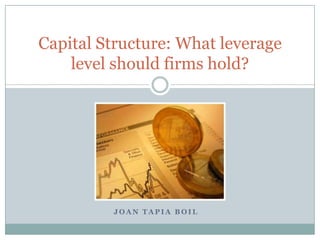 Capital Structure: What leverage 
level should firms hold? 
JOAN TAPIA BOIL 
 