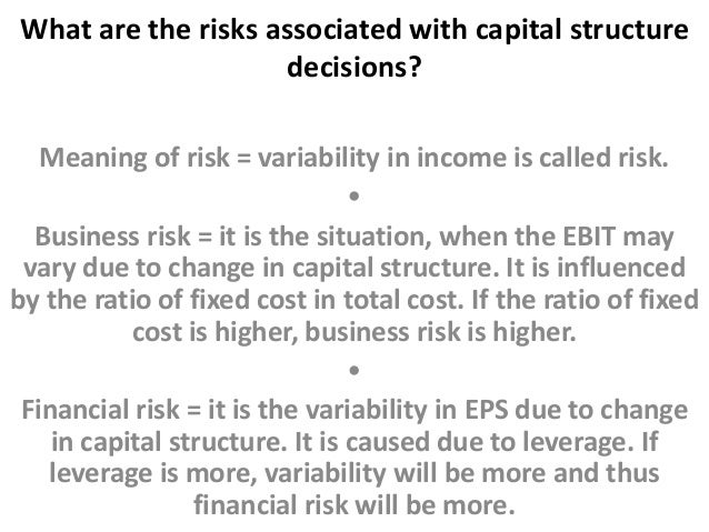 capital structure decisions This paper provides a joint quantitative analysis of capital structure decisions (debt versus equity) and debt structure decisions (fixed-rate debt versus floating. capital structure decisions This paper provides a joint quantitative analysis of capital structure decisions (debt versus equity) and debt structure decisions (fixed-rate debt versus floating.