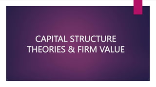 CAPITAL STRUCTURE
THEORIES & FIRM VALUE
 