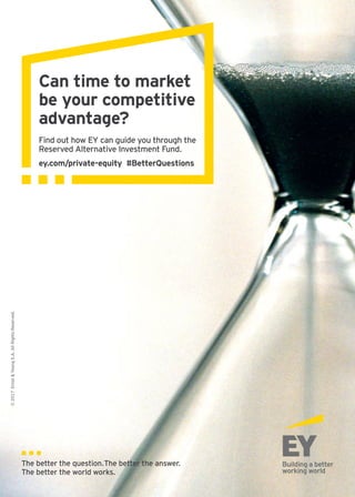 Can time to market
be your competitive
advantage?
Find out how EY can guide you through the
Reserved Alternative Investmen...