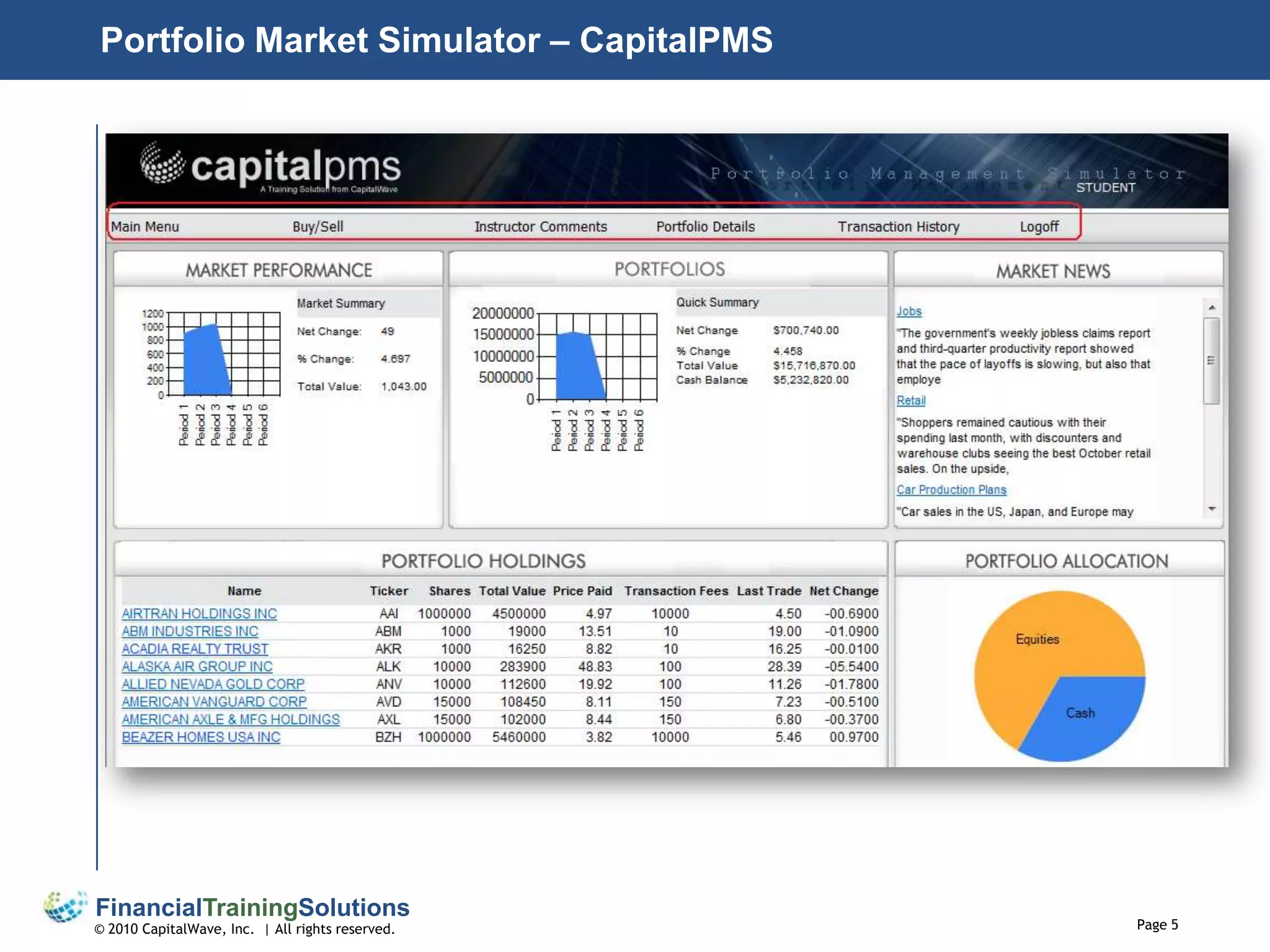 Portfolio Market Simulator – CapitalPMS