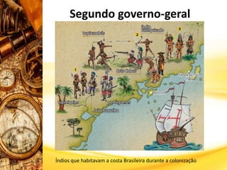 Segundo governo-geral
Índios que habitavam a costa Brasileira durante a colonização
 