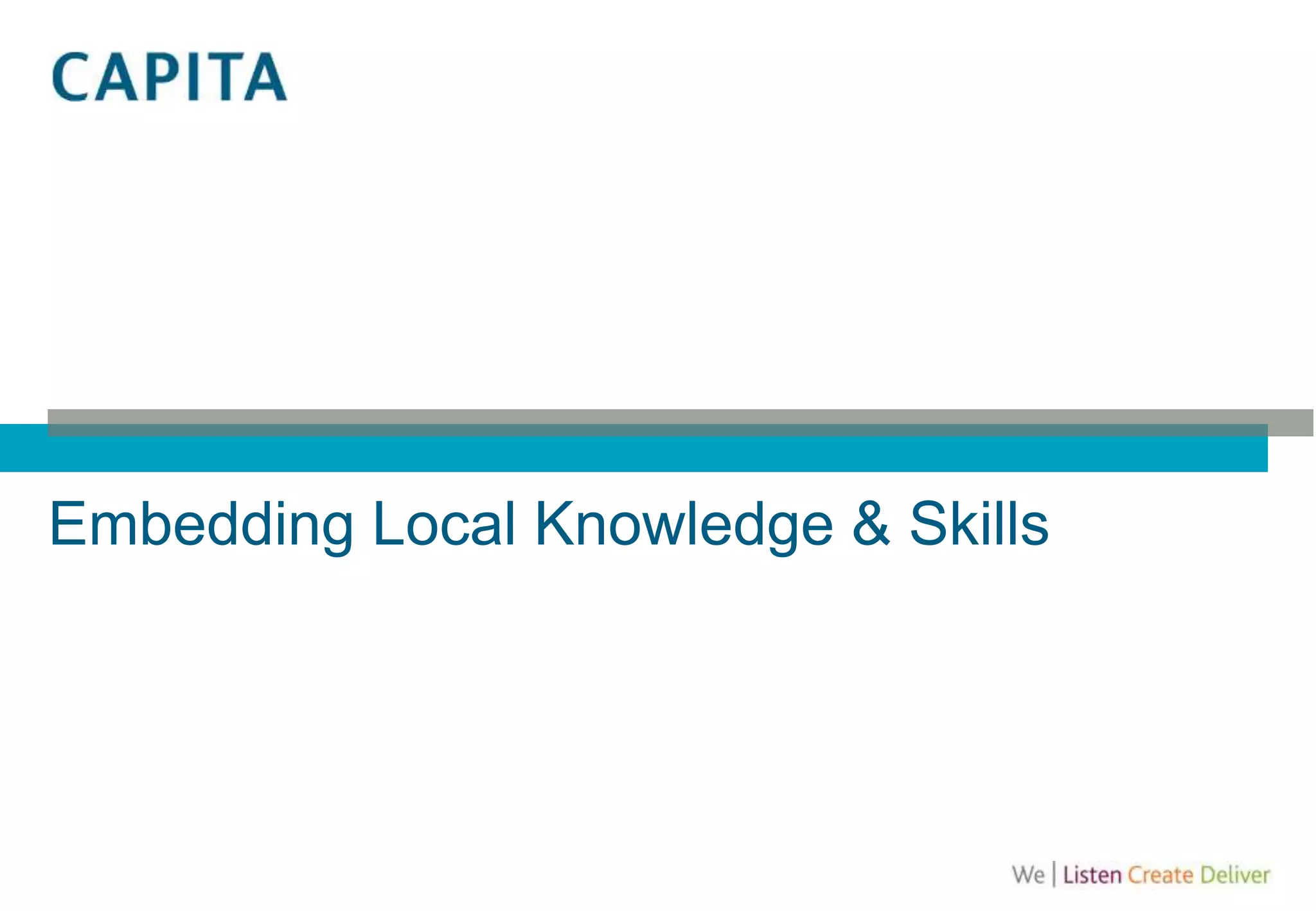 Embedding Local Knowledge & Skills
 