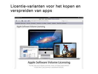 Licentie-varianten voor het kopen en
verspreiden van apps
 
