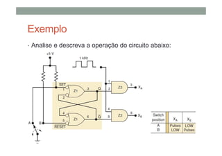 Exemplo
• Analise e descreva a operação do circuito abaixo:
 