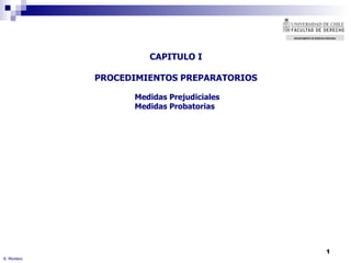 CAPITULO I PROCEDIMIENTOS PREPARATORIOS R. Montero Medidas Prejudiciales Medidas Probatorias DEPARTAMENTO DE DERECHO   PROCESAL 