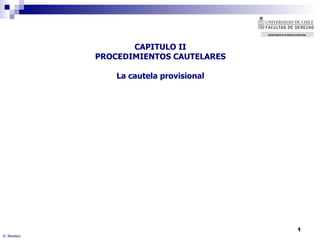 CAPITULO II PROCEDIMIENTOS CAUTELARES La cautela provisional R. Montero DEPARTAMENTO DE DERECHO   PROCESAL 