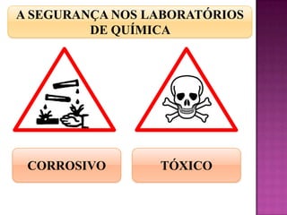 A SEGURANÇA NOS LABORATÓRIOS
         DE QUÍMICA




 CORROSIVO       TÓXICO
 