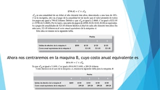 Ahora nos centraremos en la maquina B, cuyo costo anual equivalente es
 