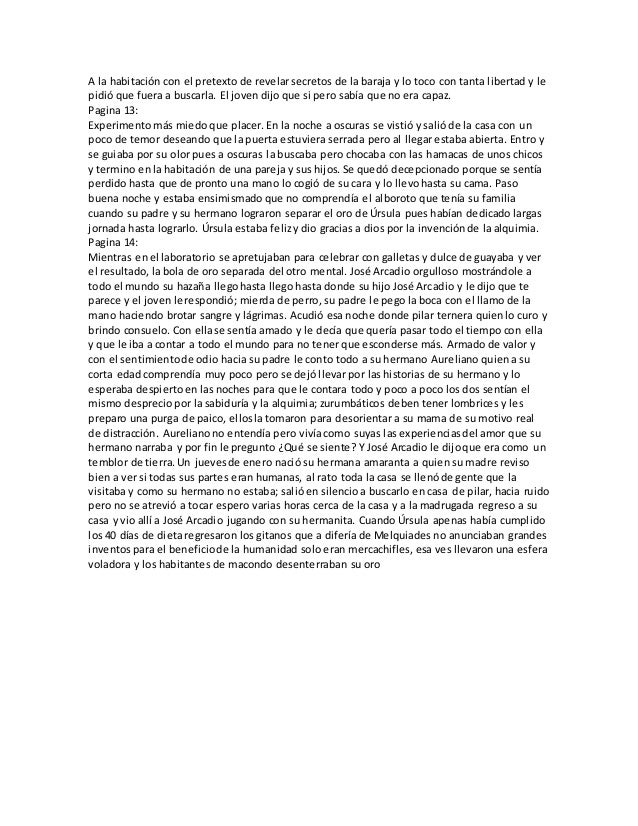 Resumen Del Libro Cien A os De - Resumen De Cien Aos De Soledad Por Paginas 10 638 