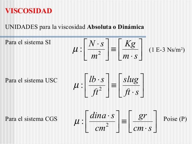 Viscosidad cinematica y dinamica formulas - kotioffer
