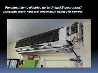 Funcionamiento eléctrico de la Unidad Evaporadora?
La siguiente imagen muestra el evaporador, el display y las borneras
 