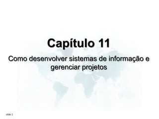 Capítulo 11
  Como desenvolver sistemas de informação e
             gerenciar projetos




slide 1
 