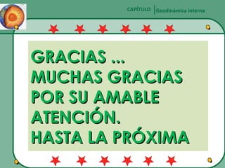 CAPÍTULO Geodinámica interna

GRACIAS ...
MUCHAS GRACIAS
POR SU AMABLE
ATENCIÓN.
HASTA LA PRÓXIMA

 