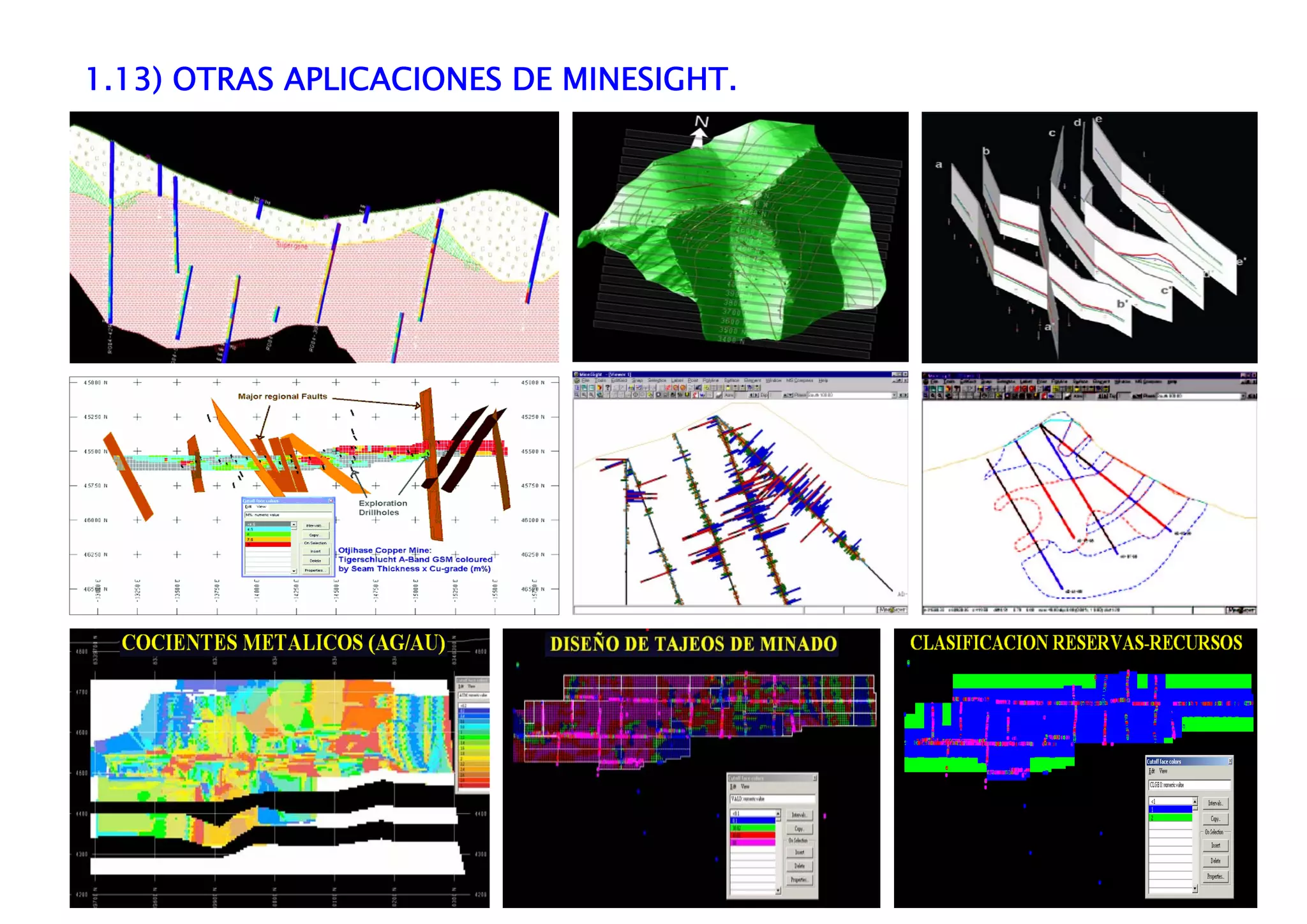 1.13) OTRAS APLICACIONES DE MINESIGHT.
 