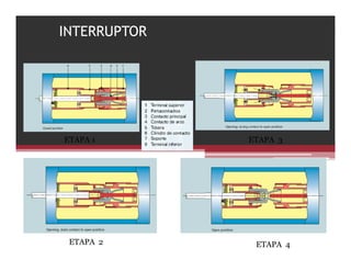 CÁMARA DE EXTINSIÓN EN SF6:
ETAPA 1
ETAPA 2
ETAPA 3
ETAPA 4
INTERRUPTOR
 