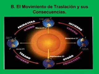 B. El Movimiento de Traslación y sus
Consecuencias.
 