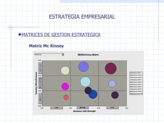 ESTRATEGIA EMPRESARIAL MATRICES DE GESTION ESTRATEGICA Matriz Mc Kinsey 